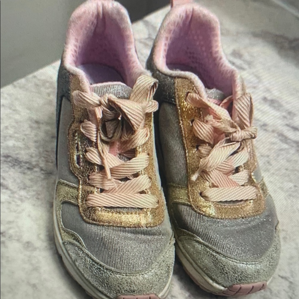 Stylish Pink and Gold Kids Sneakers